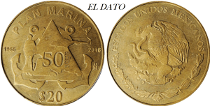 Moneda ofrecida por Stack´s & Bowers en su subasta de Junio de 2021, con el número de lote #72458, (pendiente de subastar). Descrita como acuñación en metal diferente, con un peso de 15.3 gramos. El cospel en de bronce-aluminio