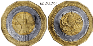 Moneda ofrecida por Stack´s & Bowers en su subasta de Junio de 2021, con el número de lote #72471, (pendiente de subastar). Descrita como error. El cospel es trimetalico, el centro es de bronce-aluminio, el aro intermedio es de acero y el exterior de bronce-aluminio.