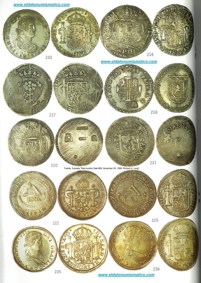 Diversas monedas de Independencia. 